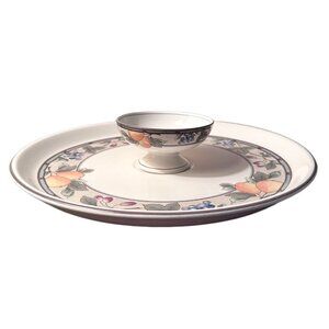 Vintage Mikasa Garden Harvest Intaglio Chip & Dip Crudite Platter with Bowl Set